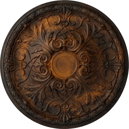 Ekena Millwork Tristan Ceiling Medallion (Fits Canopies up to 6 1/4"), Hand-Painted Rust, 32 3/8"OD x 3 1/2"P CM32TNRUS